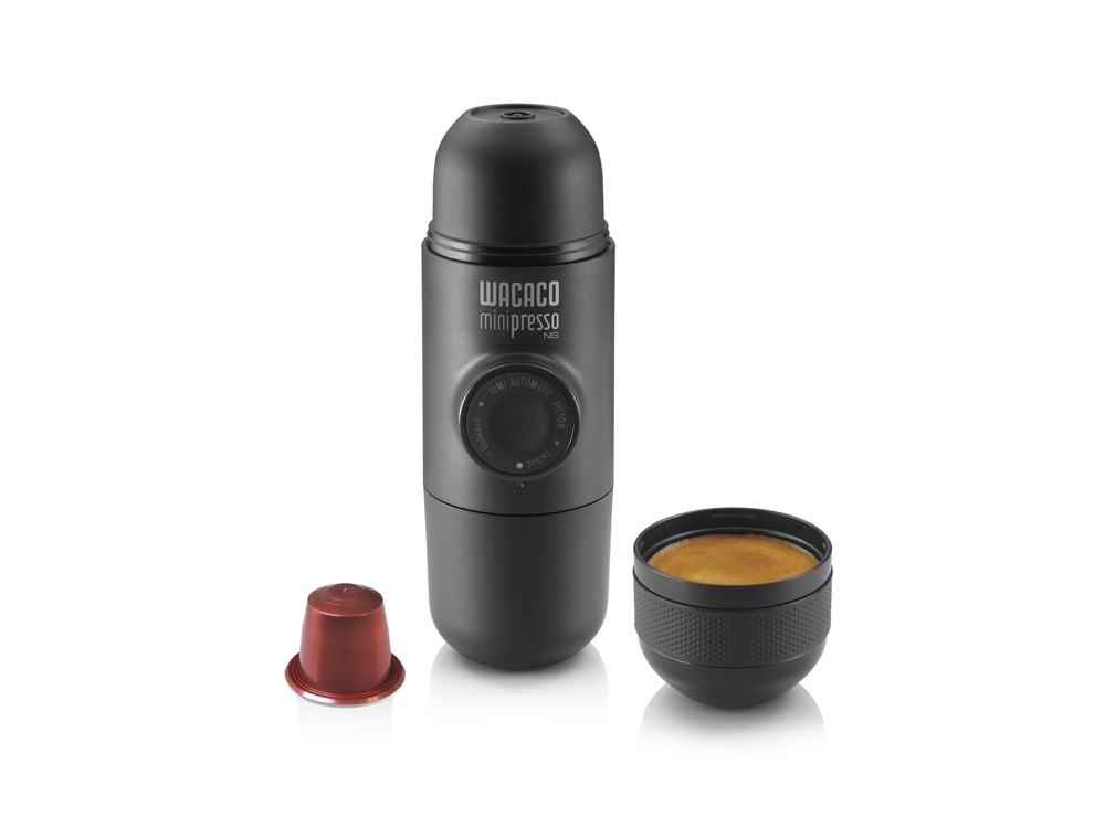 Ручная мини кофемашина Minipresso, капсульная с логотипом Wacaco | Print Logo