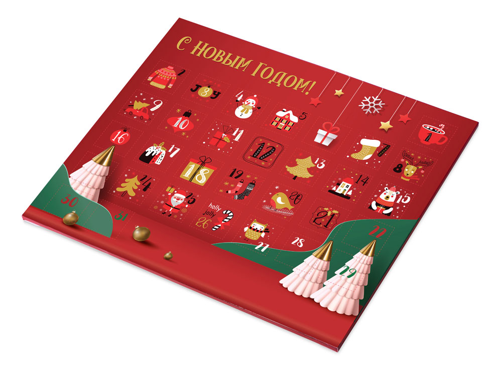 Шоколадный адвент-календарь Festive с логотипом  | Print Logo