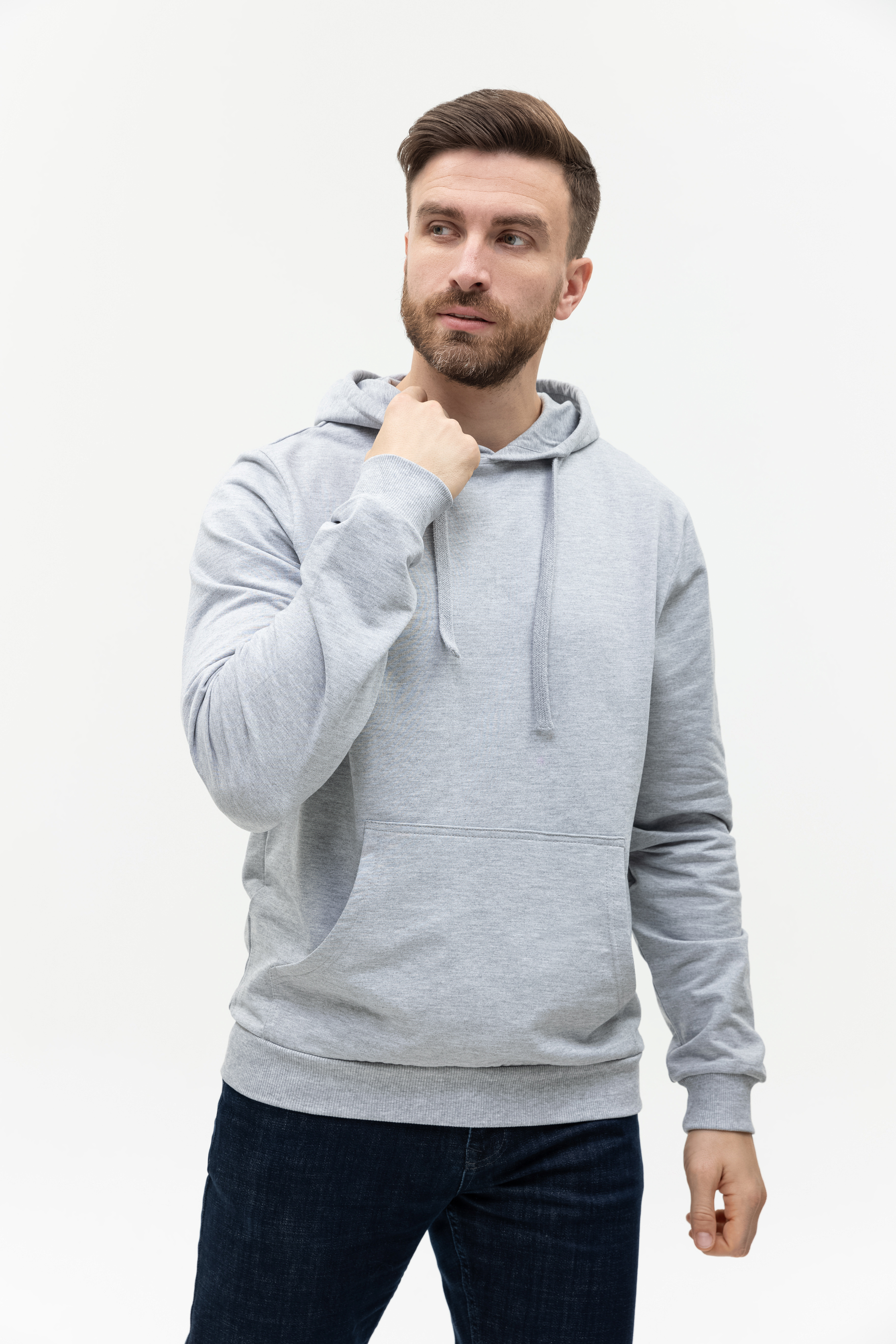 Худи унисекс STAN футер без начёса 260, 23, Серый меланж,  (50/60)  (50/L)