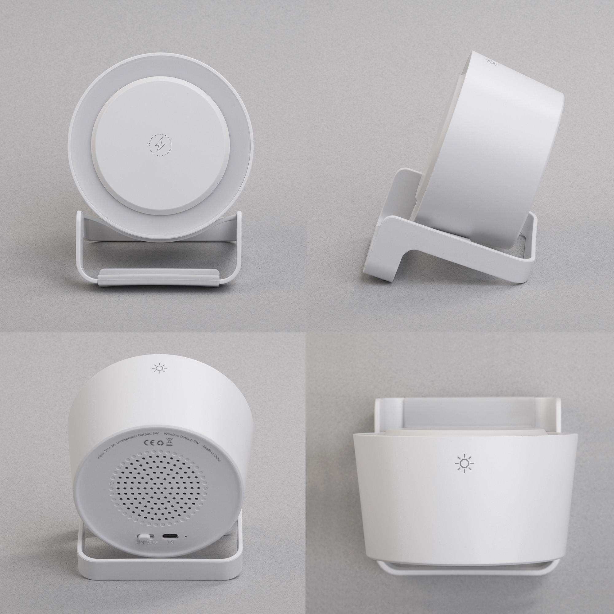 Bluetooth колонка-подставка "Smart Sound" с беспроводным (10W) зарядным устройством и лампой фото на сайте Print Logo.
