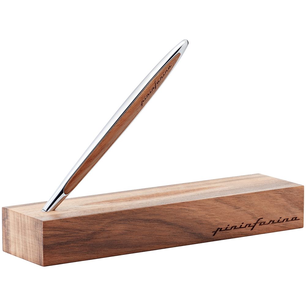 Шариковая ручка Cambiano Shiny Chrome Walnut с логотипом Pininfarina | Print Logo