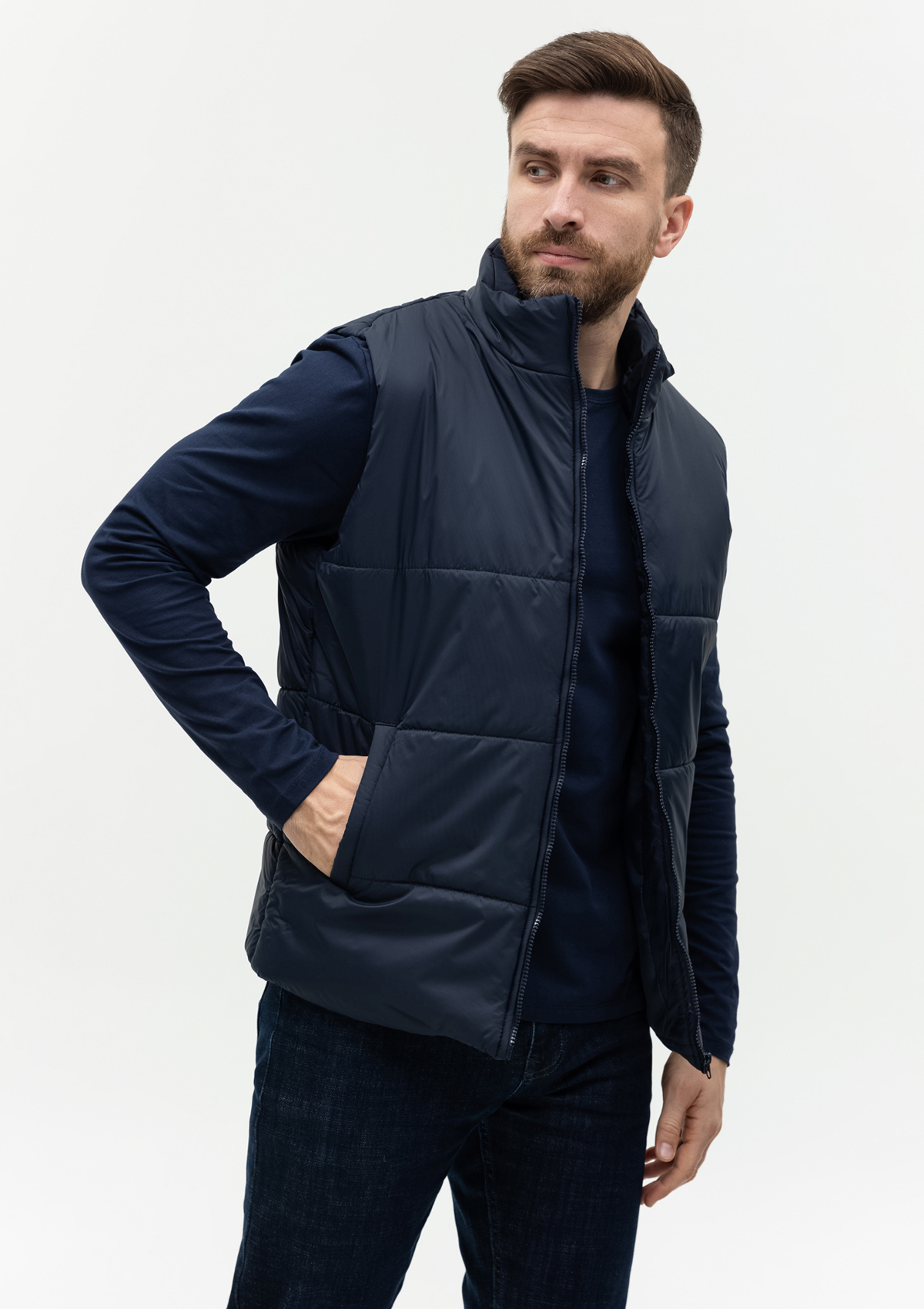 Жилет унисекс STAN утепленный таффета 210T,200, 84, Тёмно-синий,  (46)  (52/XL)