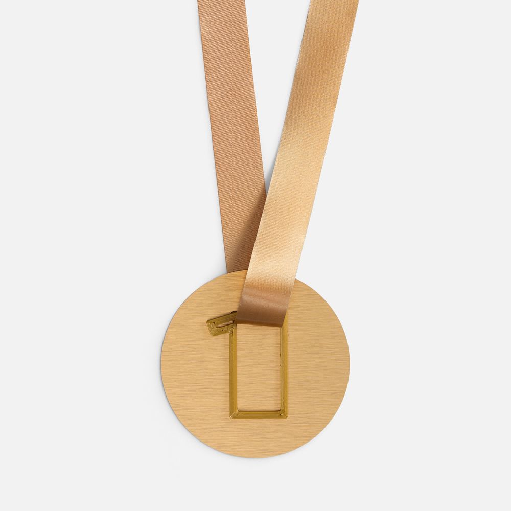 Медаль Fundo, серебристая с 3D-подвеской Symbol с логотипом  | Print Logo