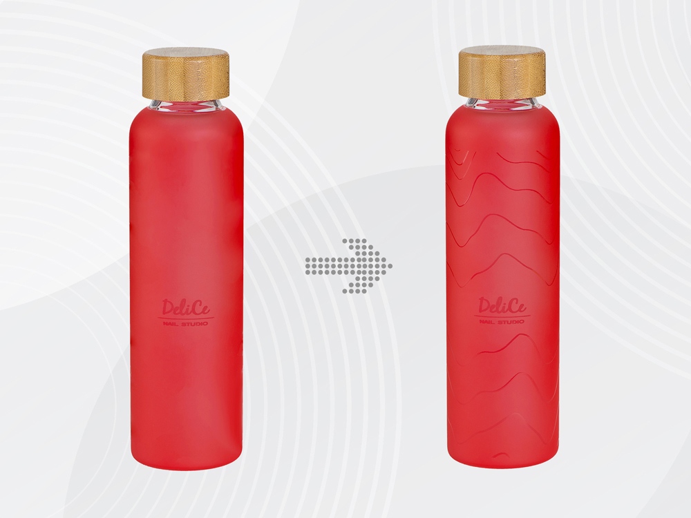Стеклянная бутылка с бамбуковой крышкой Foggy,  с УФ-печатью с логотипом  | Print Logo