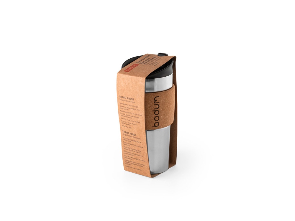 TRAVEL PRESS CORK. travel mug 450ml, натуральный
