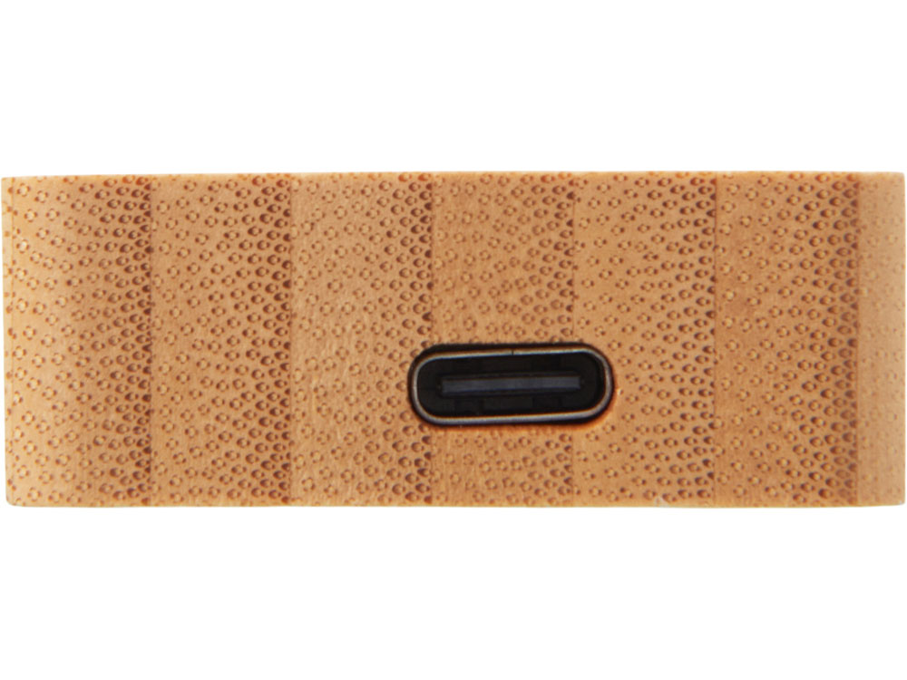 USB хаб с подсветкой лого Reedia S5, 3*USB, 1*Type C, бамбук, черный