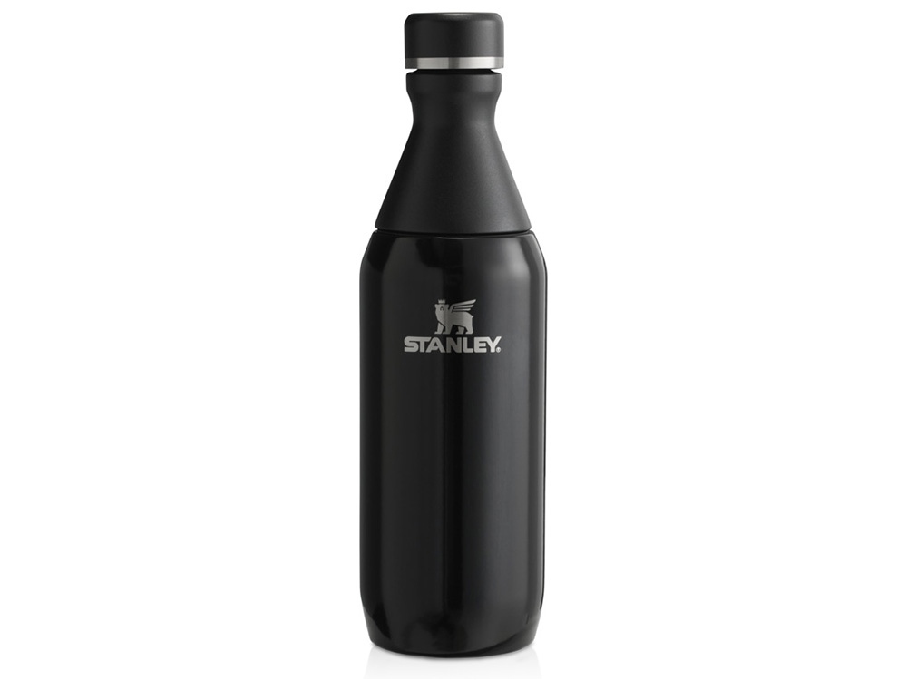 Бутылка для воды Stanley All Day Slim объемом 350 мл - черный глянцевый с логотипом Stanley | Print Logo