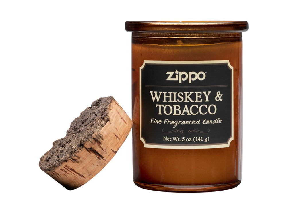 Ароматизированная свеча ZIPPO Whiskey & Tobacco, воск/хлопок/кора древесины/стекло, 70x100 мм
