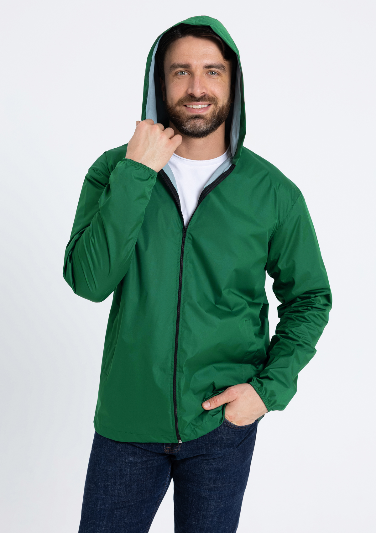 Ветровка унисекс STAN дюспо 210T, 85, 59, Тёмно-зелёный,  (130)  (58/4XL)