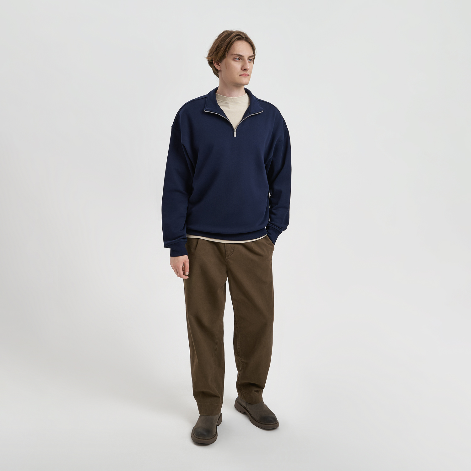 Толстовка на молнии унисекс Флоу (Flow), темно-синяя, размер 3XL/4XL