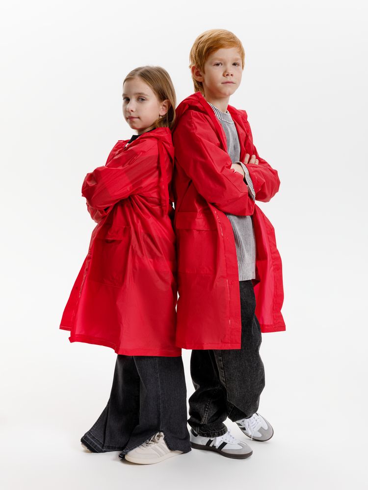 Дождевик детский RainDrop Kids, красный, 12 лет (рост 142-152)