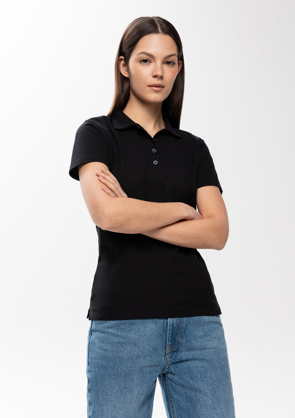 Рубашка поло женская STAN хлопок/полиэстер 185, 04WL, Чёрный,  (20)  (52/XXL)