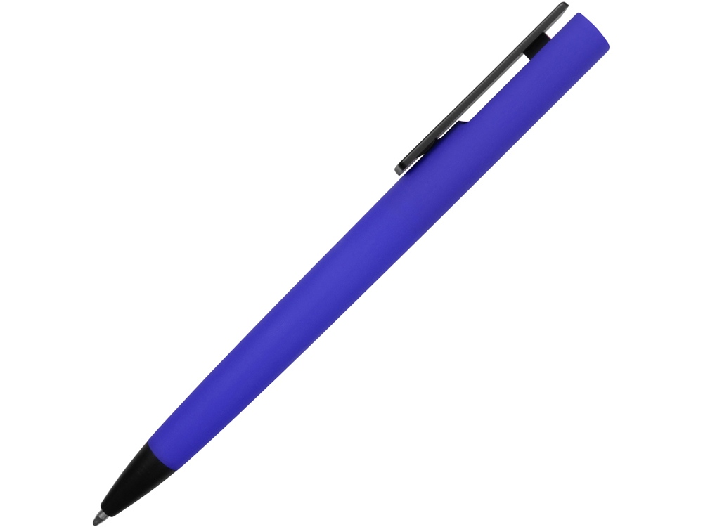 Ручка пластиковая soft-touch шариковая Taper, синий/черный