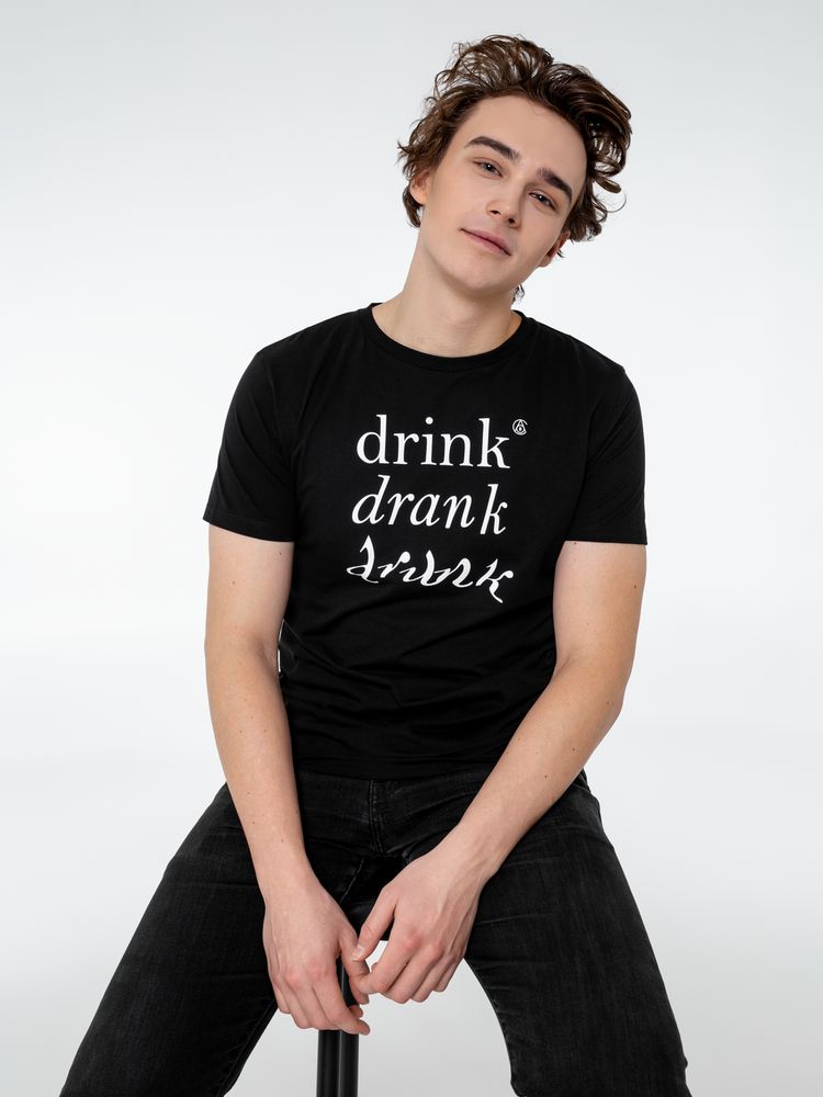 Футболка Drunk со светящимся принтом, черная, размер L
