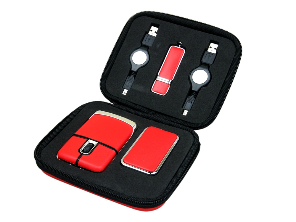 Подарочный набор USB-SET: USB мышь, USB хаб, USB 2.0- флешка на 4 Гб с логотипом  | Print Logo