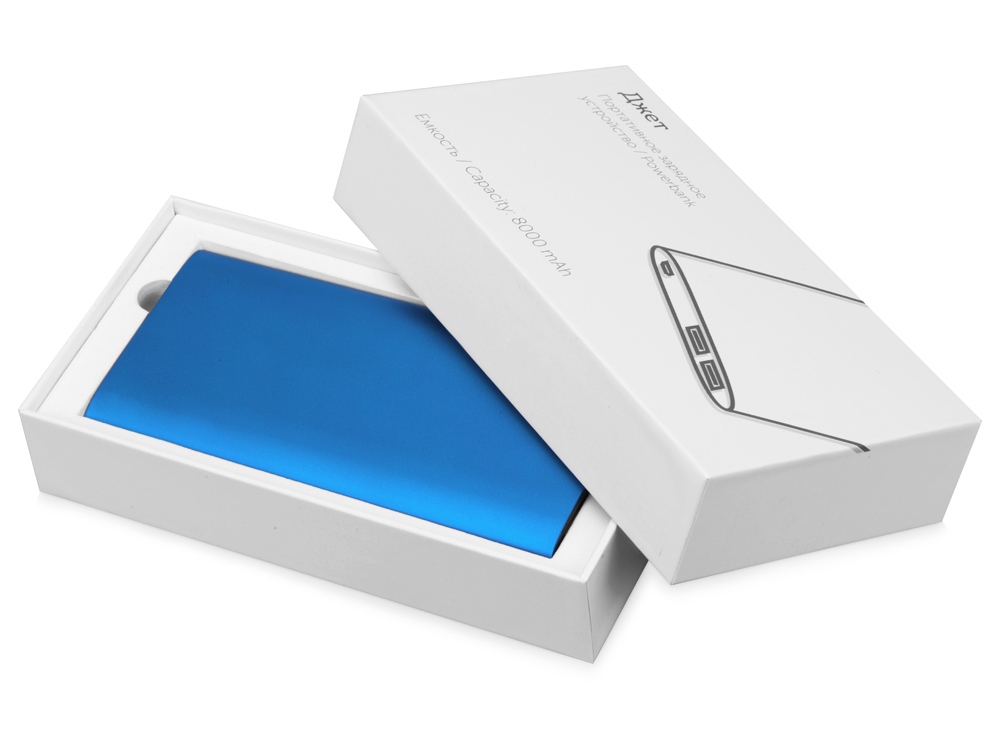 Портативное зарядное устройство Джет с 2-мя USB-портами, 8000 mAh, синий