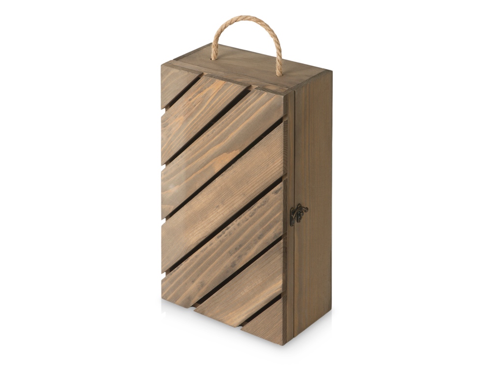 Коробка подарочная из массива дерева Two-bottle box с логотипом  | Print Logo