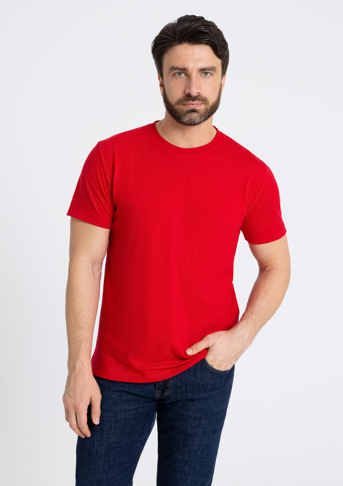 Футболка мужская STAN хлопок 180, 08, Красный,  (14)  (58/4XL)