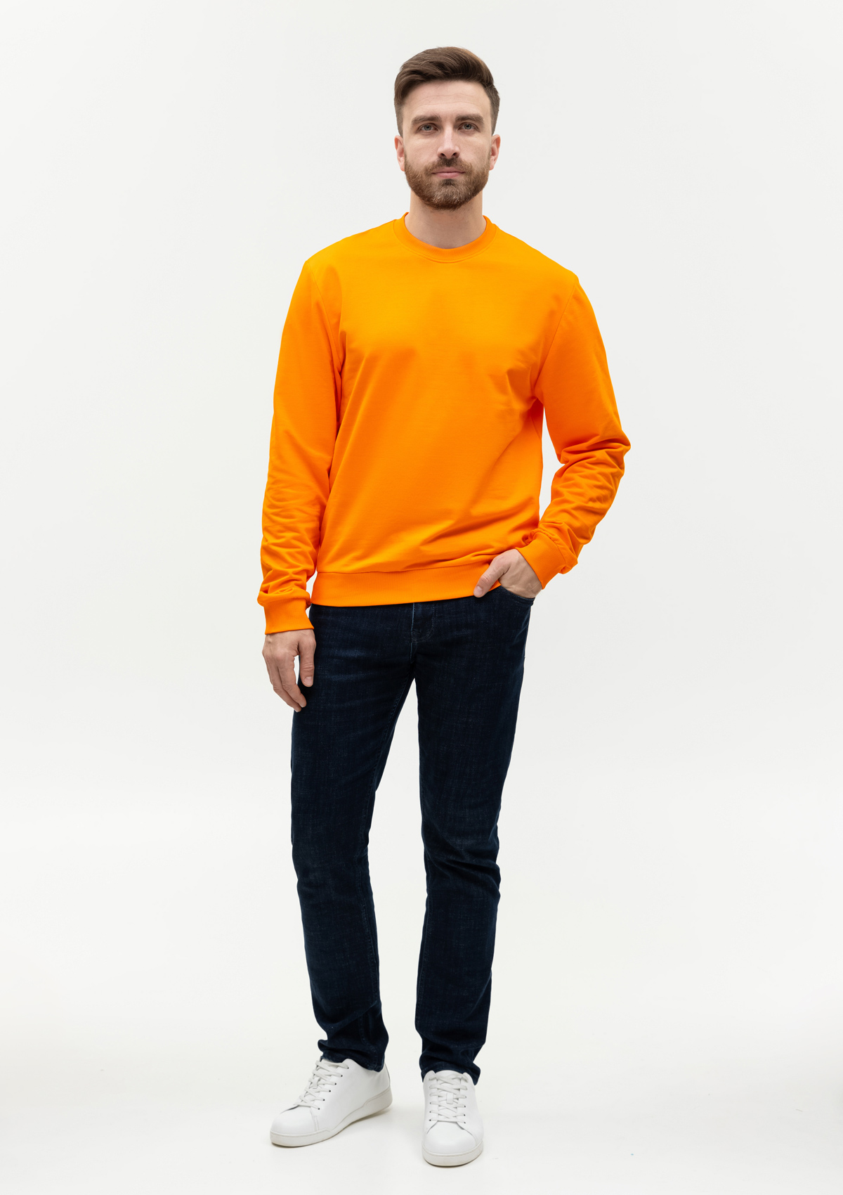 Свитшот унисекс STAN футер без начёса, 260, 63, Оранжевый,  (28/1)  (52/XL)