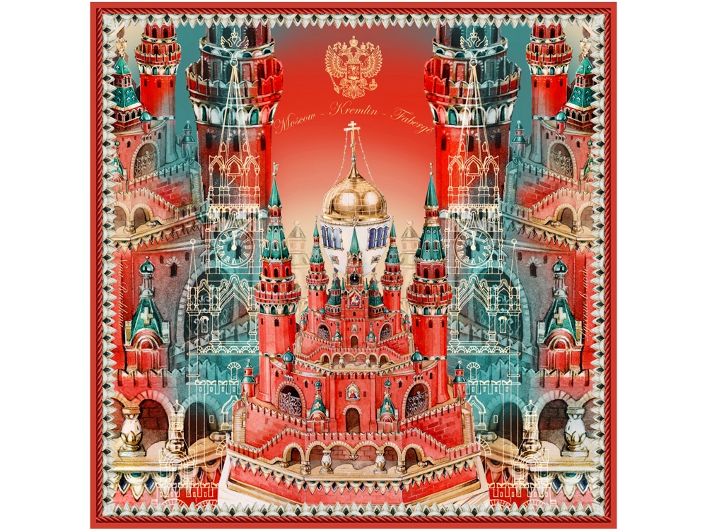 Платок Кремль - Москва - Фаберже с логотипом Русские в моде | Print Logo