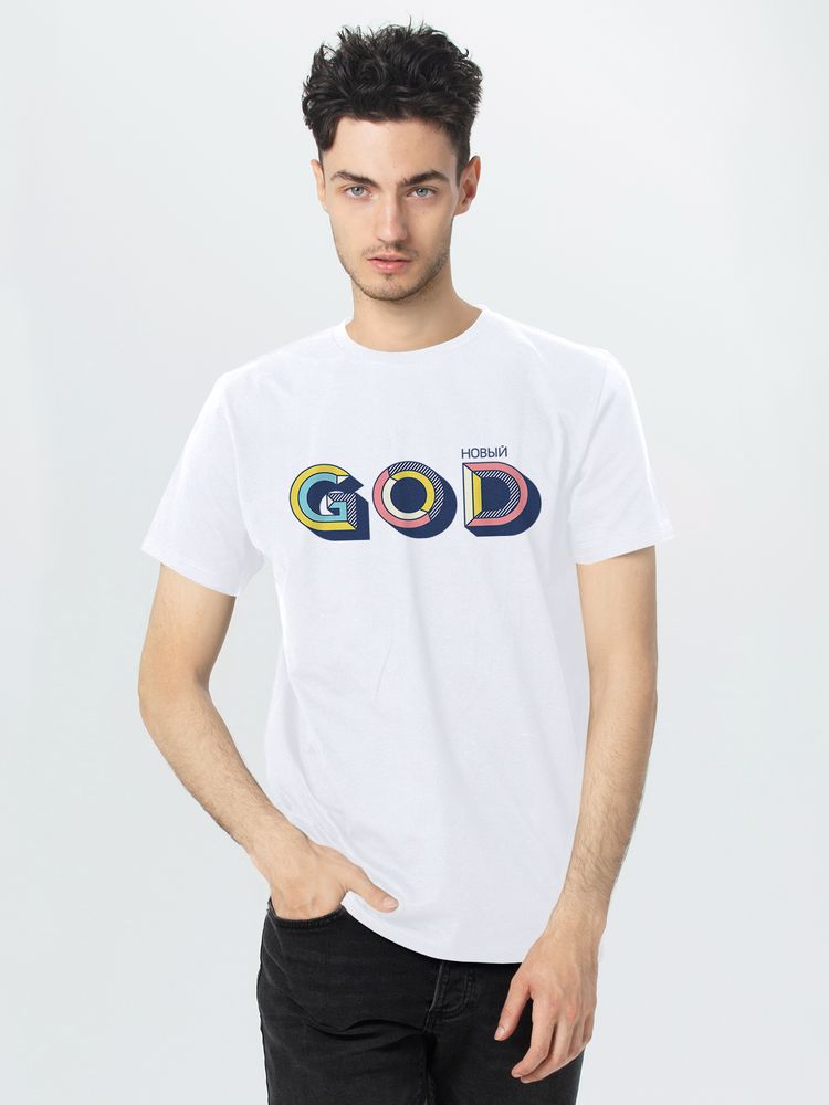 Футболка мужская «Новый GOD» с логотипом CoolColor | Print Logo