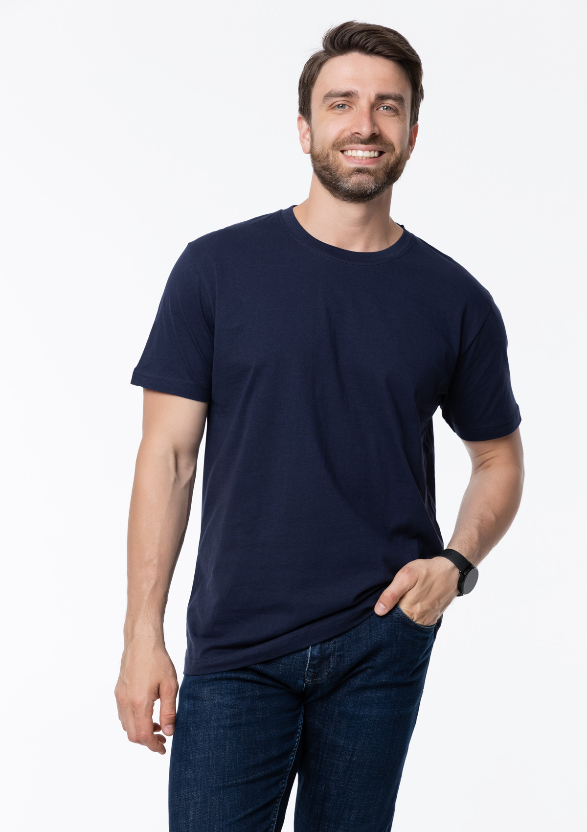 Футболка унисекс STAN, хлопок 150, 51, Тёмно-синий,  (46)  (52/XL)