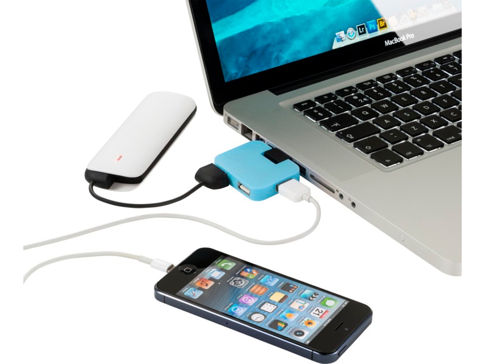 USB Hub Gaia на 4 порта, синий