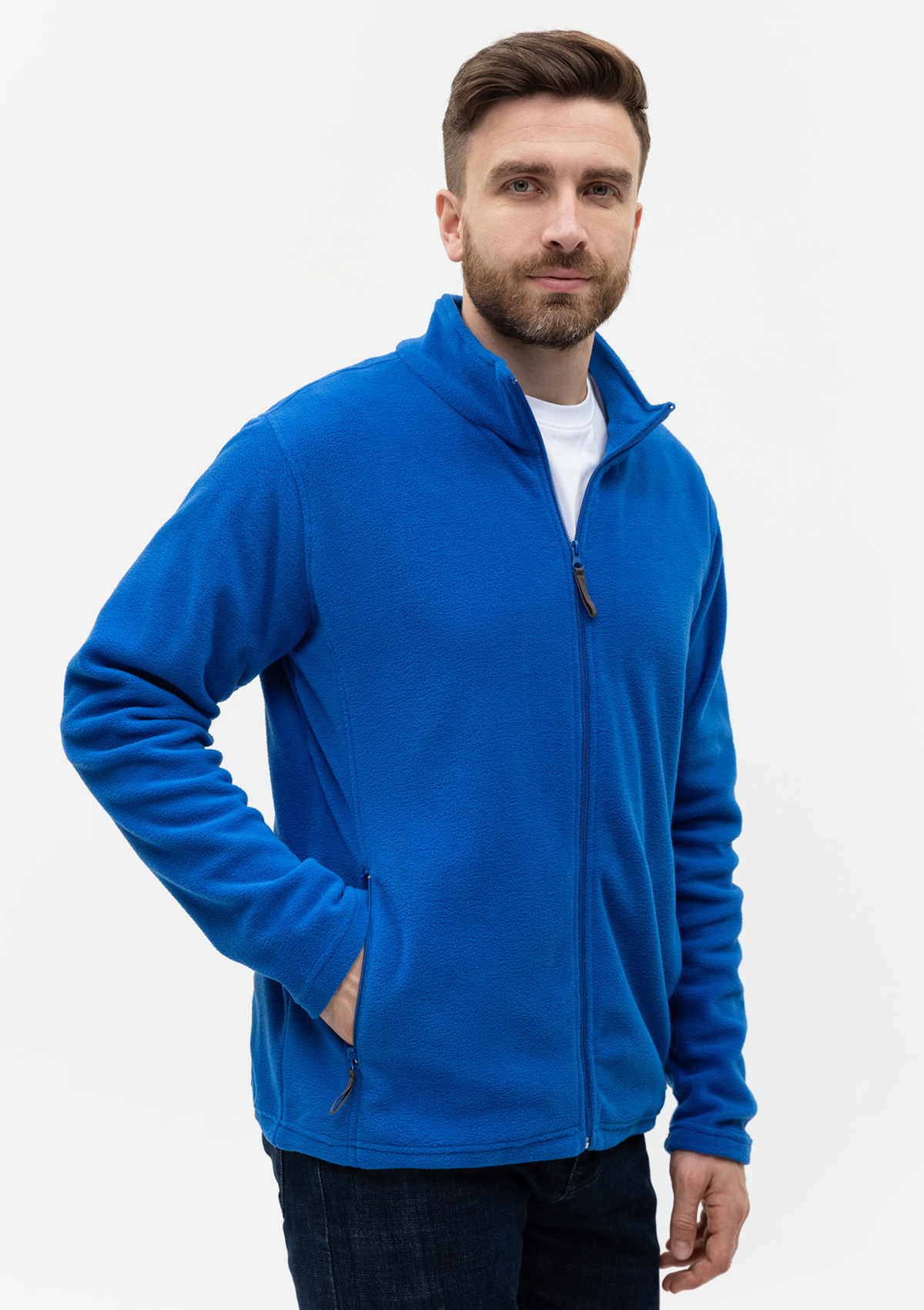 Толстовка унисекс STAN на молнии микрофлис 200, 21, Синий,  (16/1)  (52/XL)
