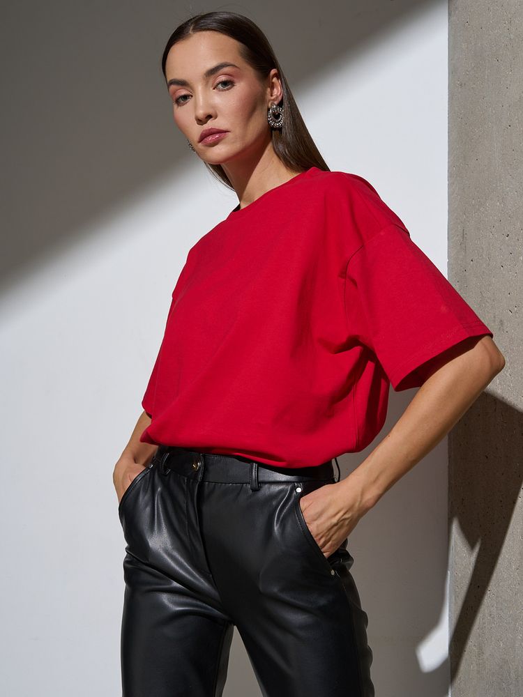 Футболка Oversize Premium, красная, размер XXL