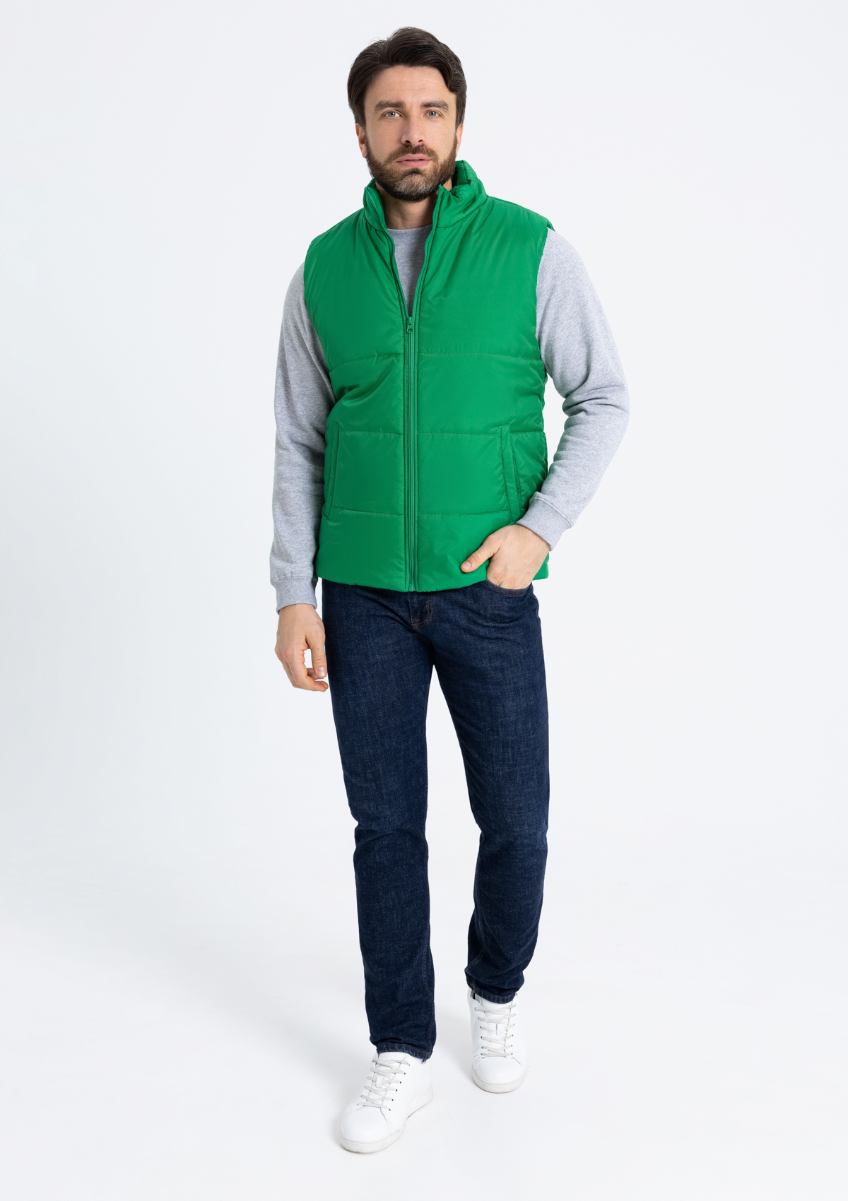 Жилет унисекс STAN утепленный таффета 210T,200, 84, Зелёный,  (30/1)  (52/XL)