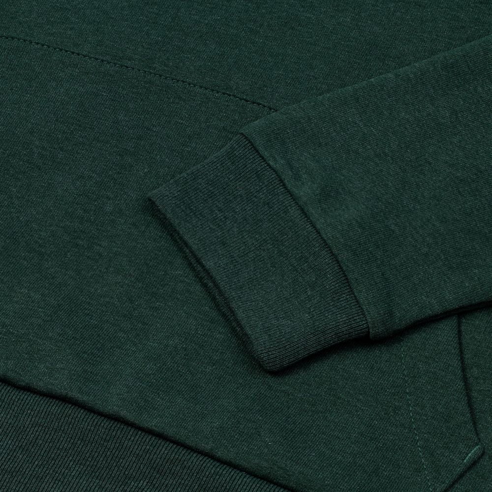 Толстовка с капюшоном унисекс Hoodie, темно-зеленый меланж, размер M