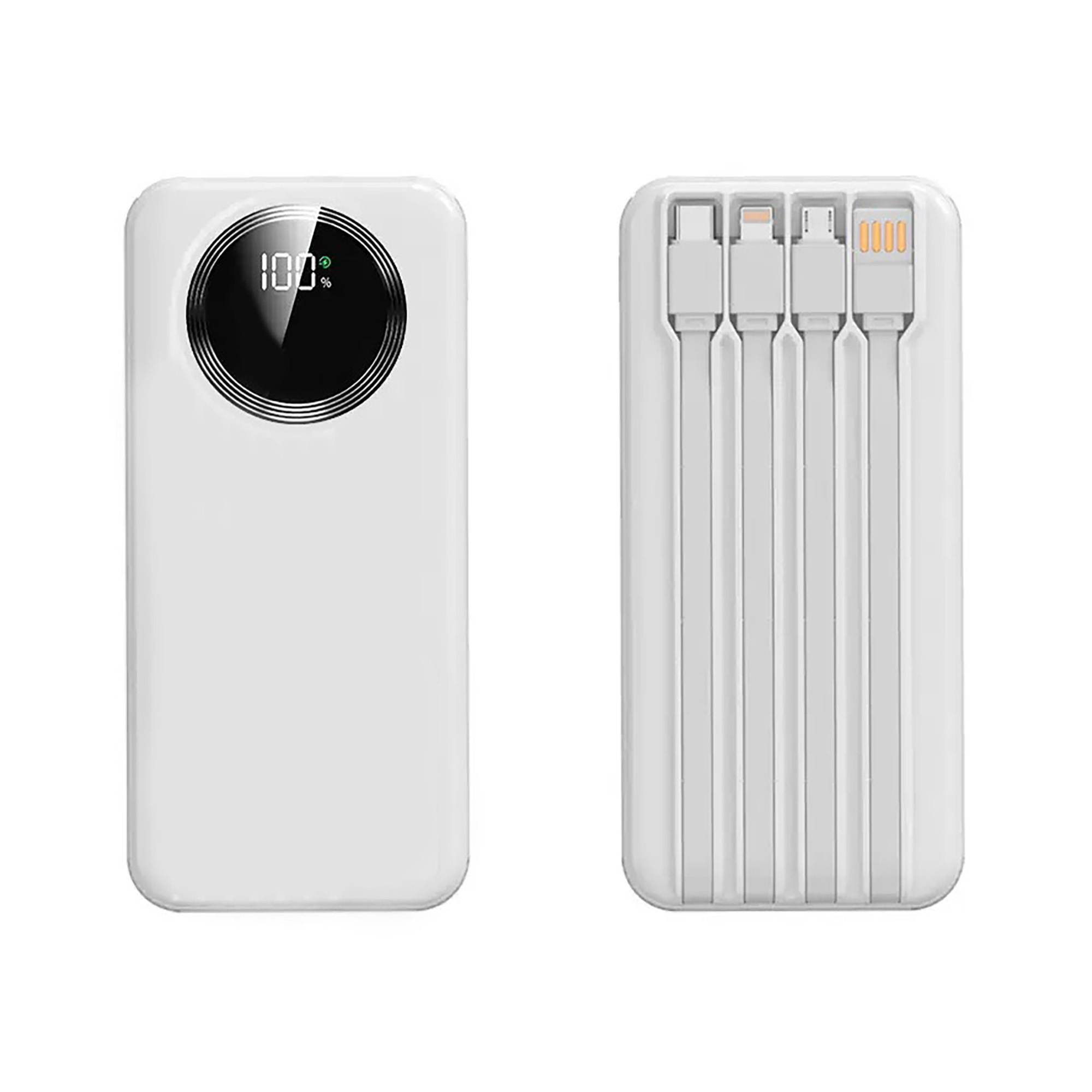 Зарядное устройство "Phantom" 10000 mAh с 4мя встроенными кабелями и цифровым индикатором заряда с логотипом  | Print Logo