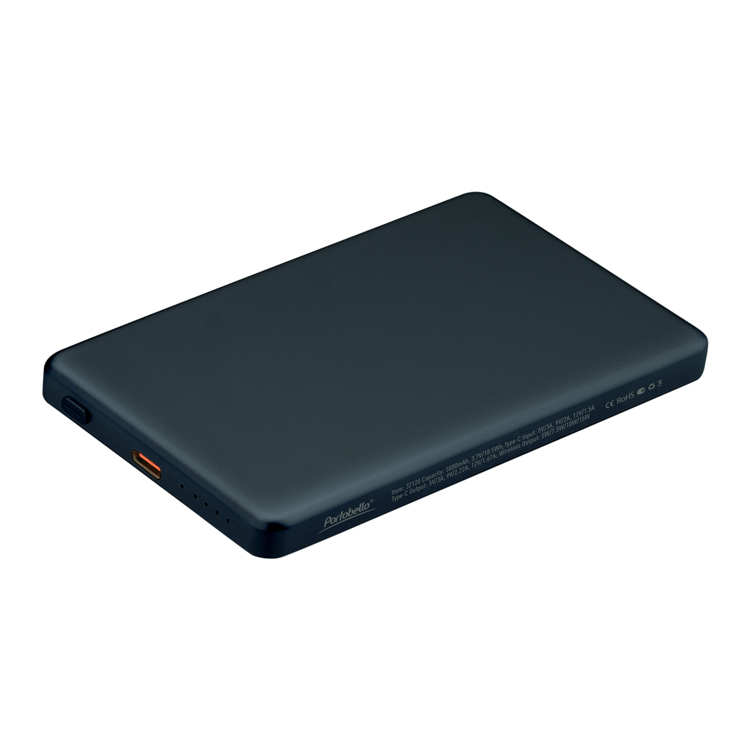 Внешний аккумулятор Atlantis PD 5000mAh с функцией беспроводной зарядки 15W, синий