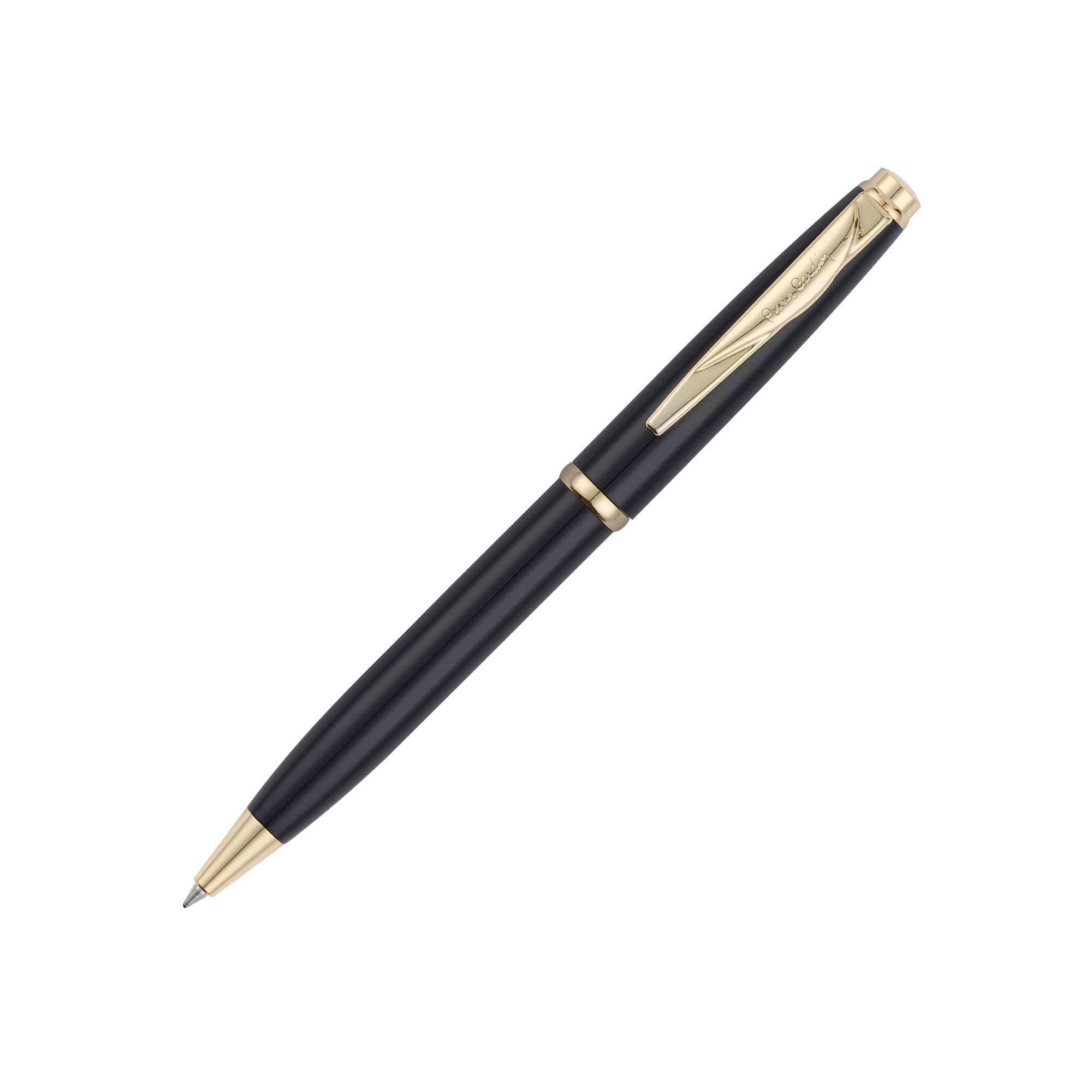 Ручка шариковая Pierre Cardin коллекция ГАММА КЛАССИКА (GAMME CLASSIC). Корпус - латунь с лакированным покрытием. Отделка и детали дизайна - сталь с позолотой. Цвет - черный. Упаковка E.