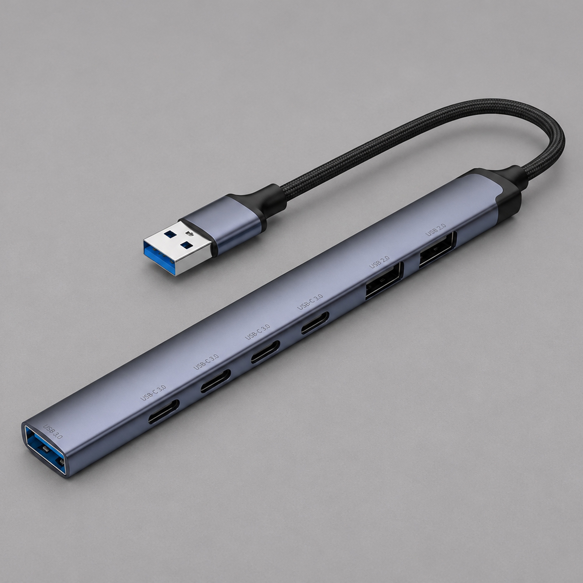 USB-хаб USB-A 3.0 + 2xUSB-A 2.0 + 4xUSB-C с логотипом Deppa | Print Logo