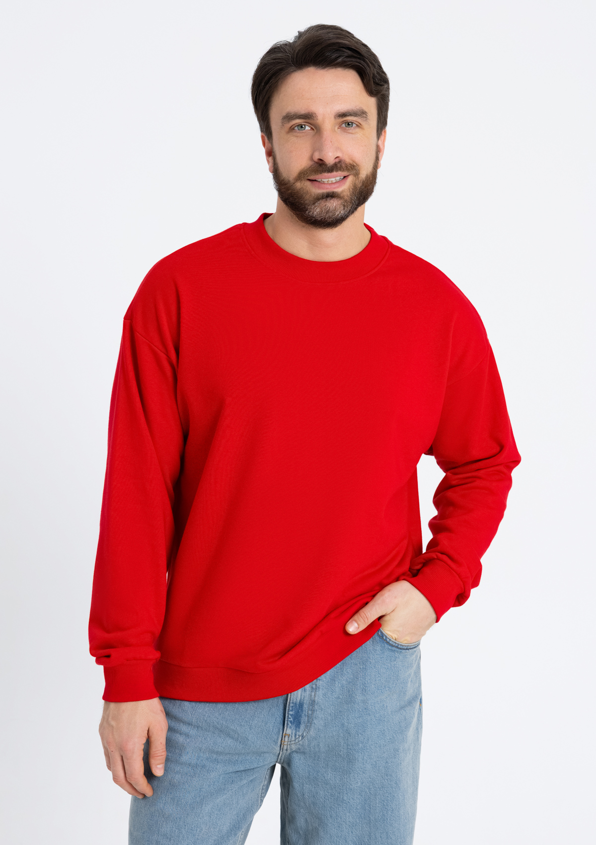 Свитшот унисекс STAN футер без начёса, 350, 96, Красный,  (14)  (46/S)