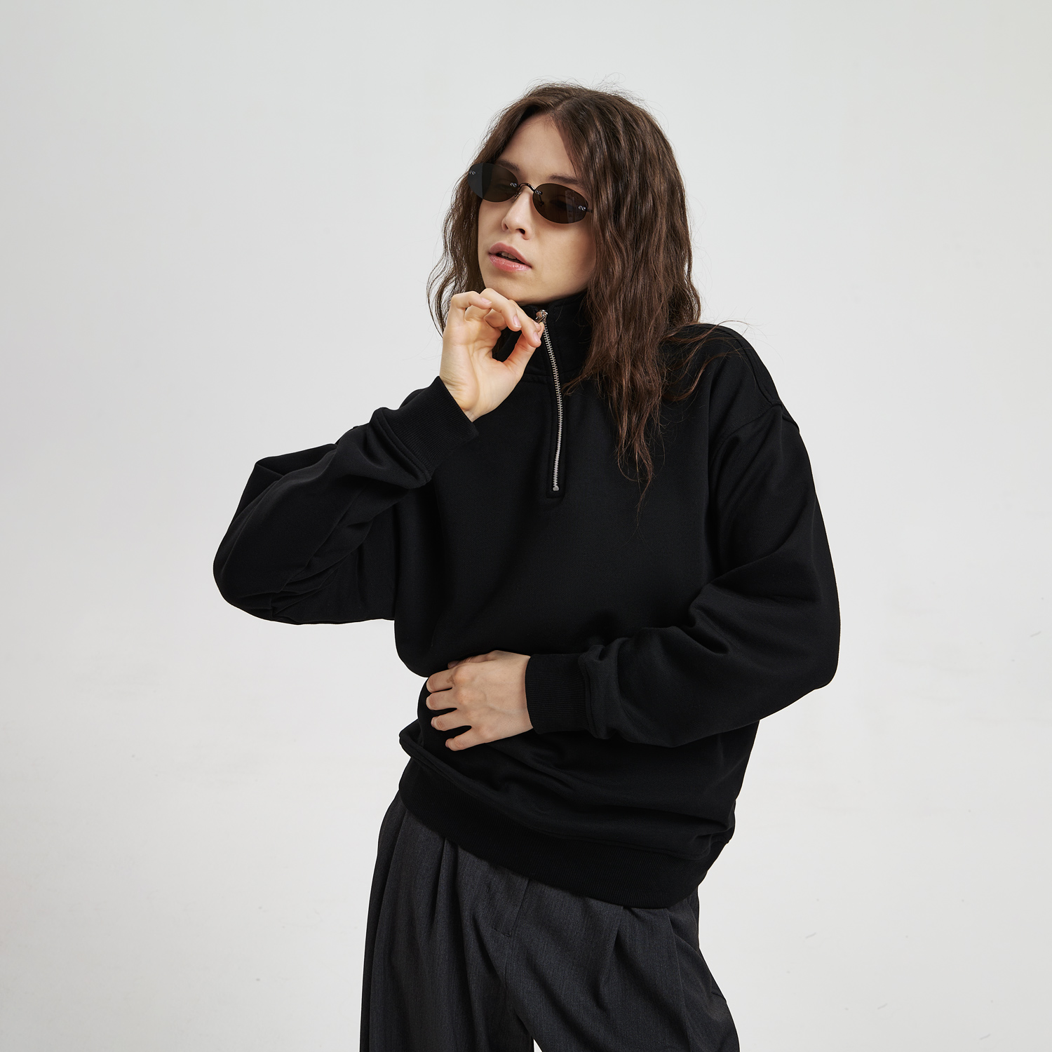 Толстовка на молнии унисекс Флоу (Flow), черная, размер 5XL/6XL
