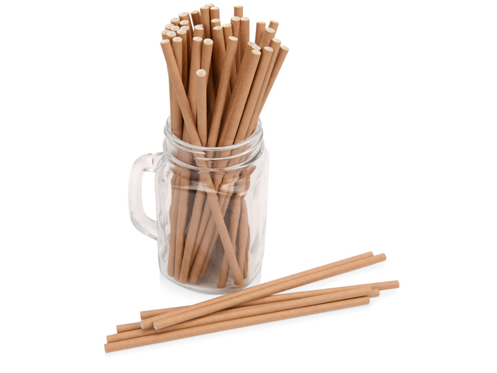 Набор крафтовых трубочек Kraft straw с логотипом  | Print Logo
