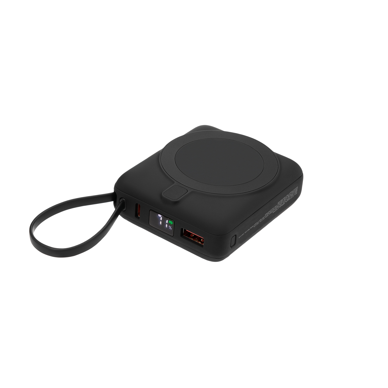 Внешний аккумулятор с подсветкой Риттер PD (Ritter PD) 10000mAh с функцией беспроводной зарядки 15W, белый с логотипом Portobello Внешние Аккумуляторы | Print Logo