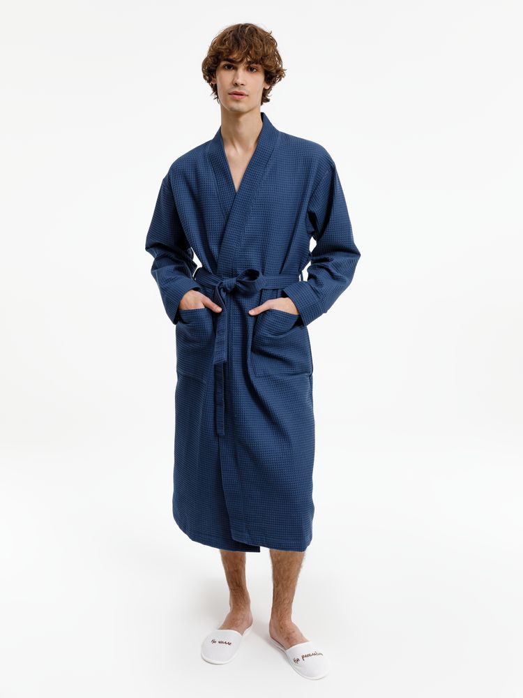 Халат вафельный Kimono, темно-синий, размер M/L