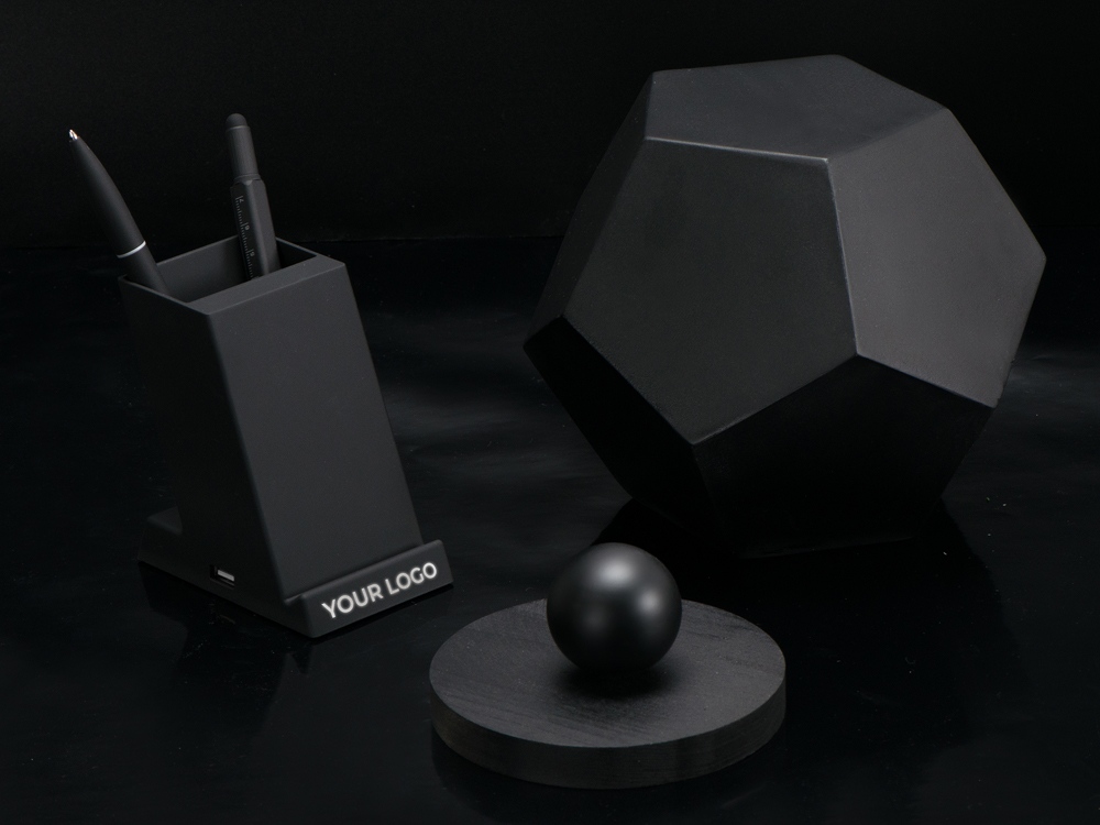 Беспроводная зарядка-подставка с подсветкой Glow box, черный (Р)