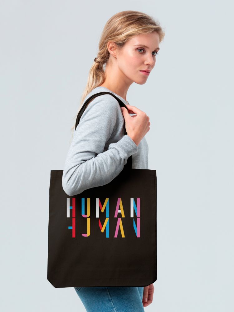 Холщовая сумка Human — пример нанесения логотипа (Ловец слов) | Print Logo