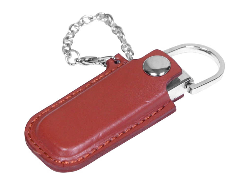 USB 2.0- флешка на 16 Гб в массивном корпусе с кожаным чехлом с логотипом  | Print Logo