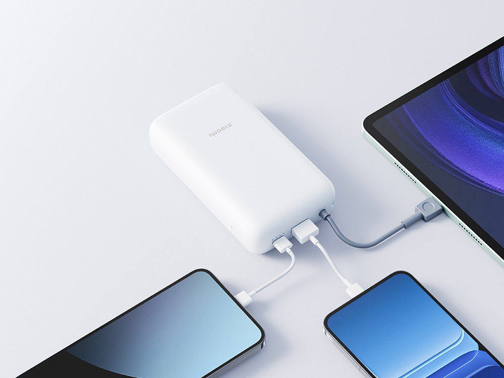 Внешний аккумулятор с встроенным кабелем Xiaomi Power Bank 20000mAh (Integrated Cable) GL Light Gray