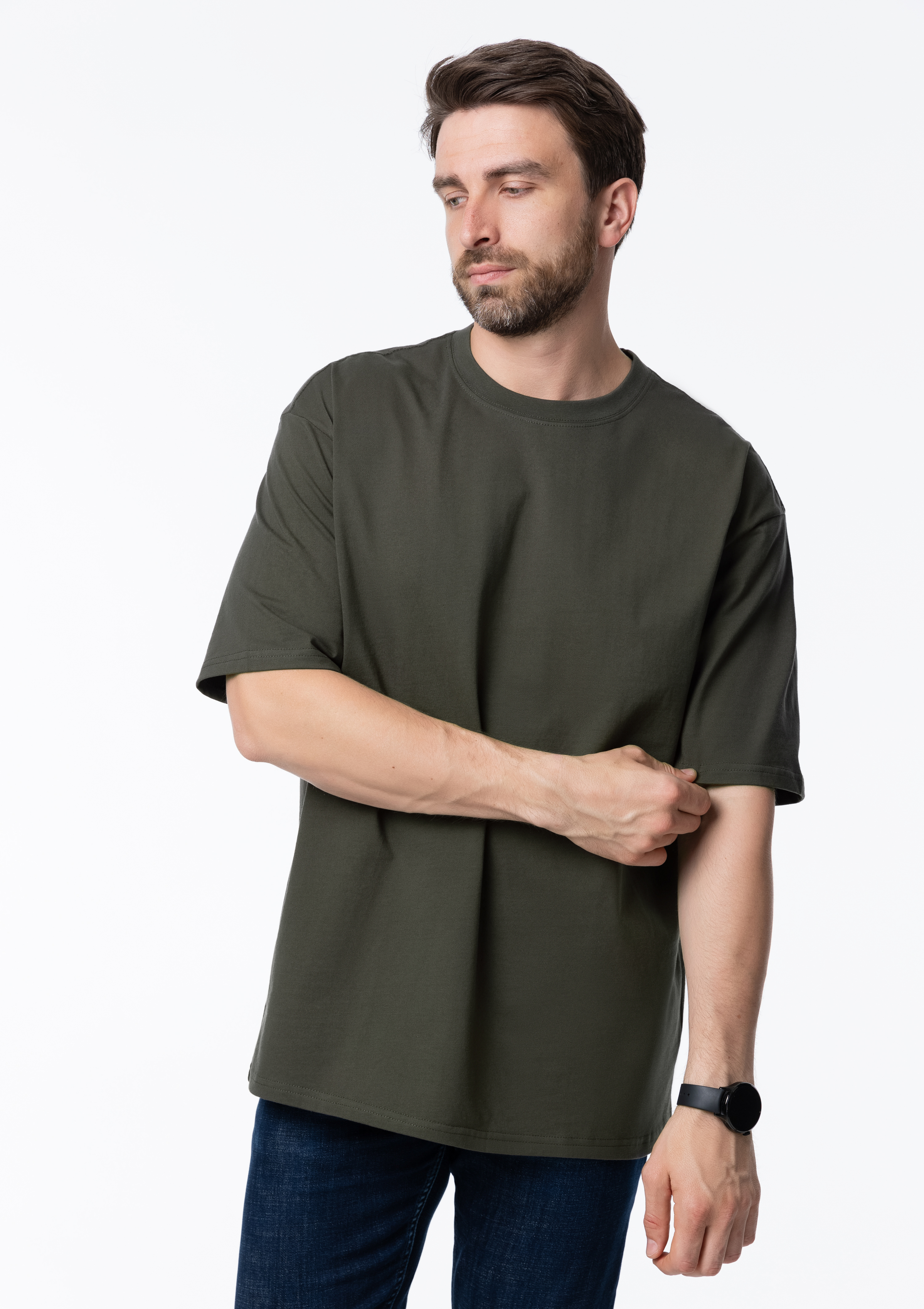 Футболка унисекс оверсайз STAN хлопок 240, 56, Оливковый хаки,  (36)  (52/XL)