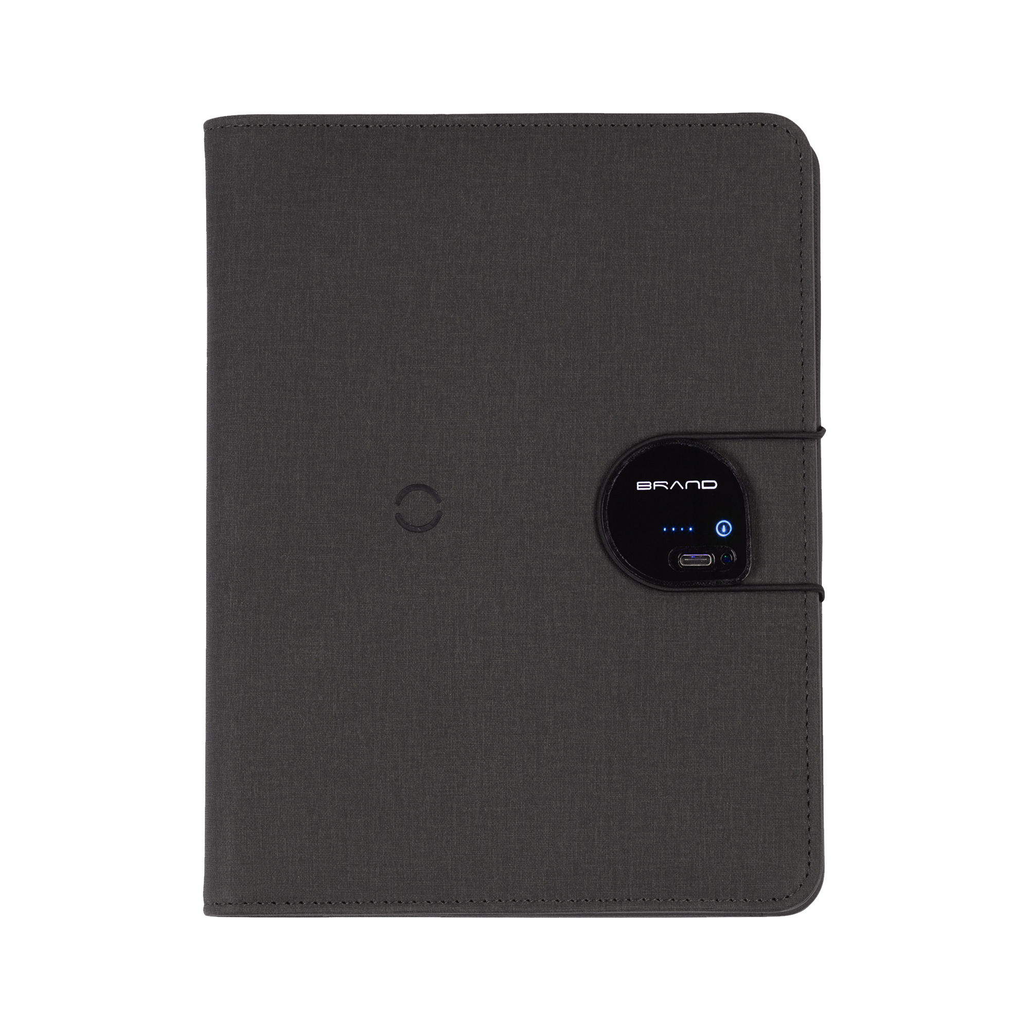 Папка А5 с беспроводным (10W) ЗУ 5000 mAh, с функцией MagSafe, сенсорным дисплеем с подсветкой логотипа и блокнотом, черный