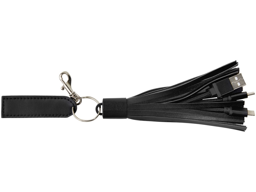 Тканевый кабель для зарядки Tassel 3-в-1, черный