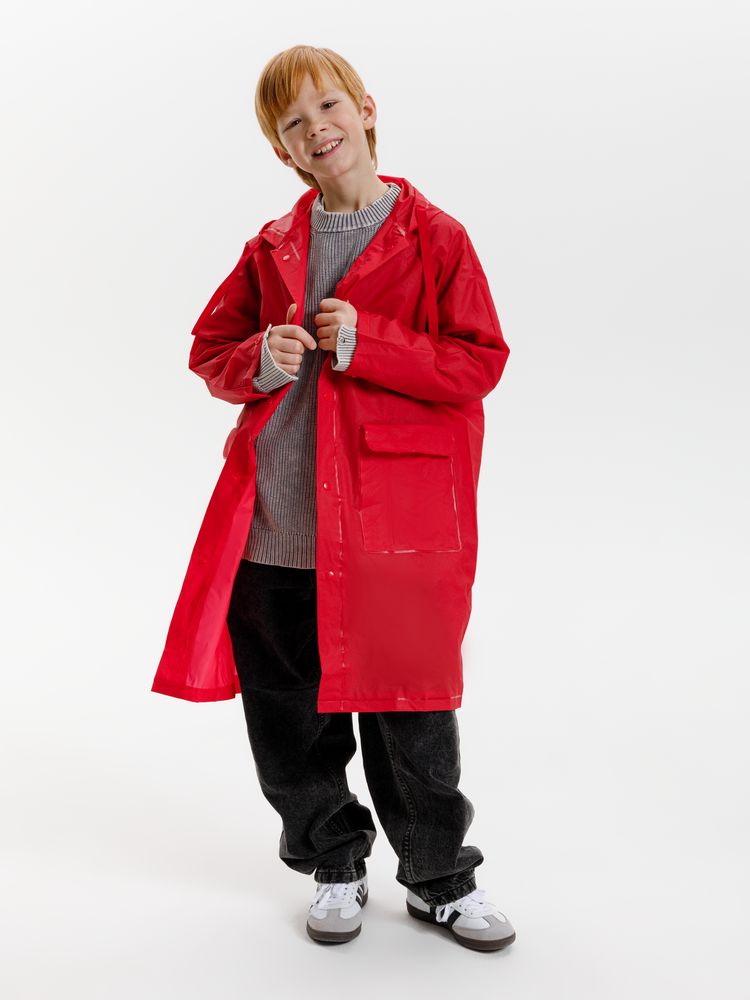 Дождевик детский RainDrop Kids, красный, 12 лет (рост 142-152)