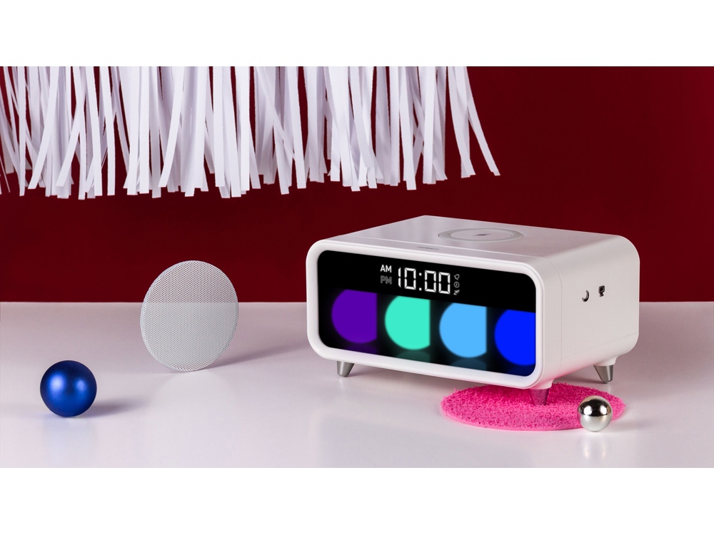 Часы с беспроводным зарядным устройством Rombica Timebox 1, белый (P)