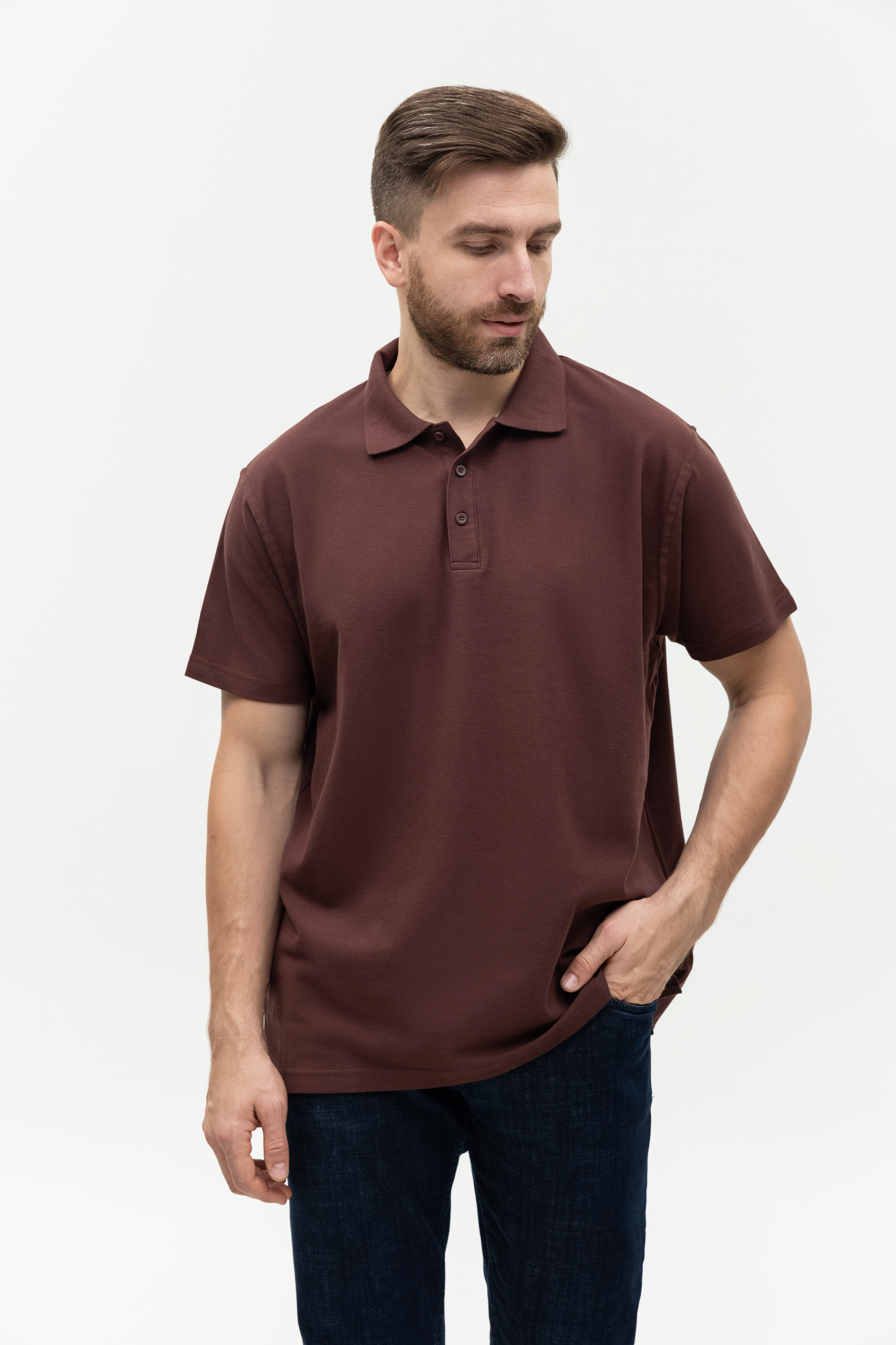 Рубашка поло мужская STAN хлопок/полиэстер 185, 04, Тёмно-Шоколадный,  (107)  (48/M)